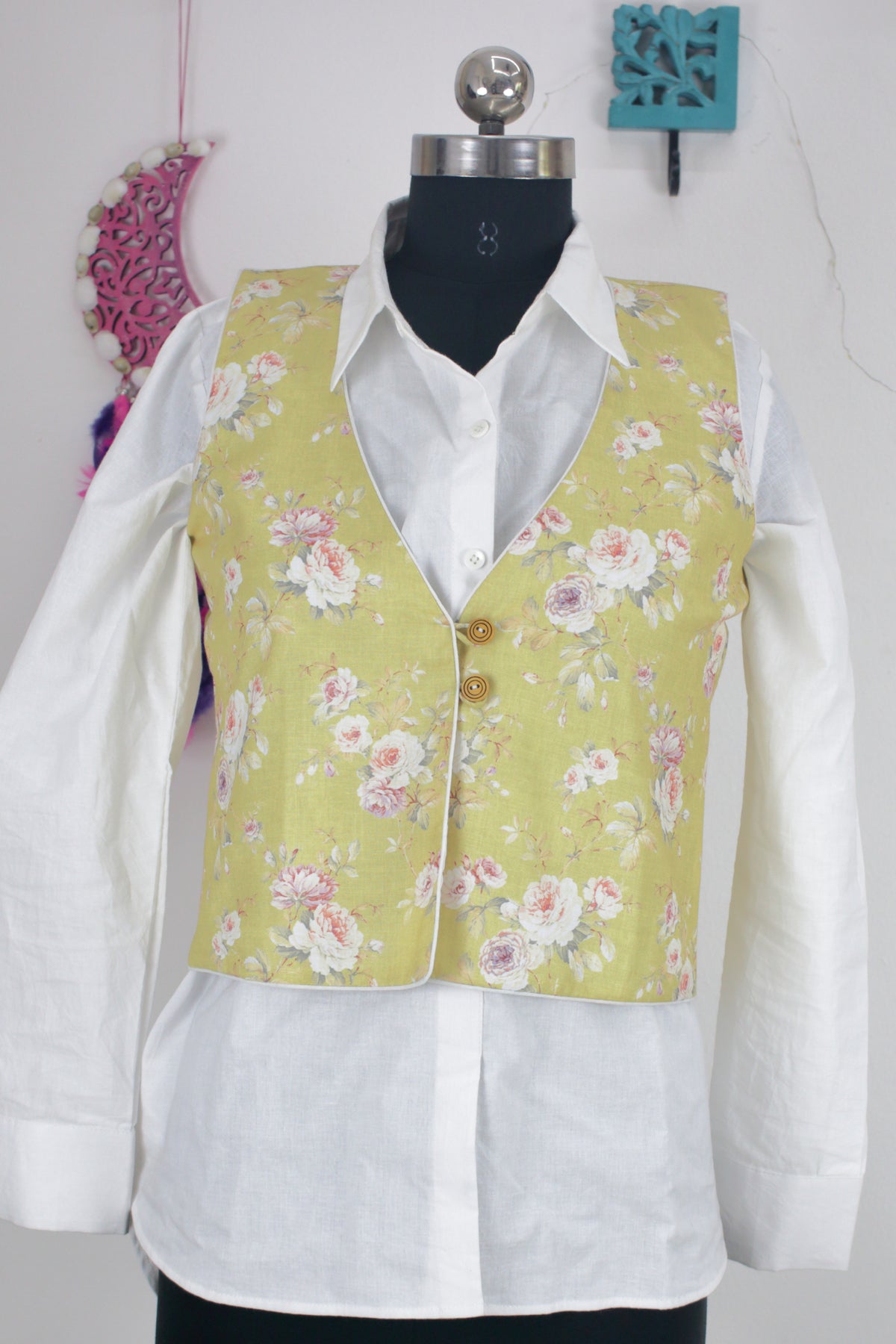 Khaki Printed Cotton Noorie Jacket
