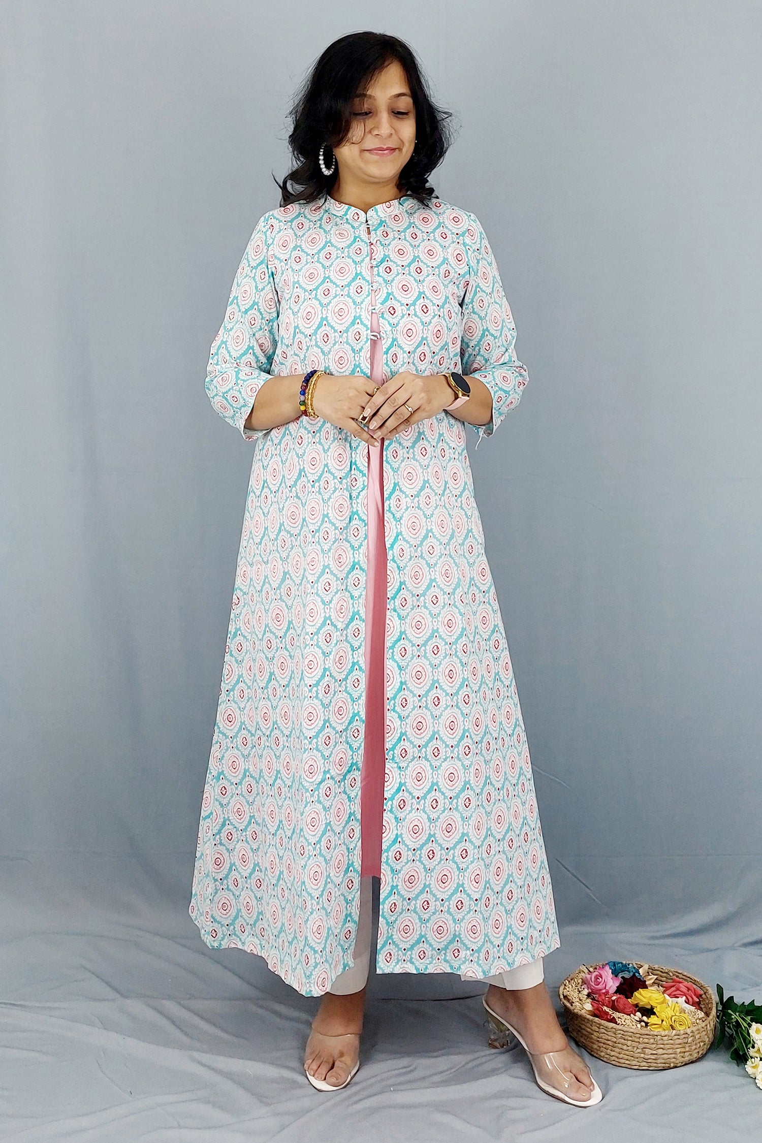 Dress cum Kurta with Printed Cotton Shrug- Set of 2 Dress Dress cum Kurta with Printed Cotton Shrug- Set of 2 Dress 