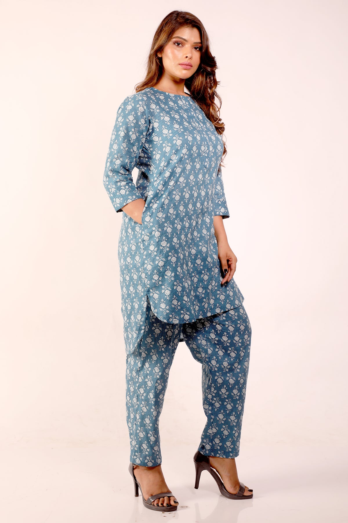 Printed Cotton Tunic with Pants Co-ord Set