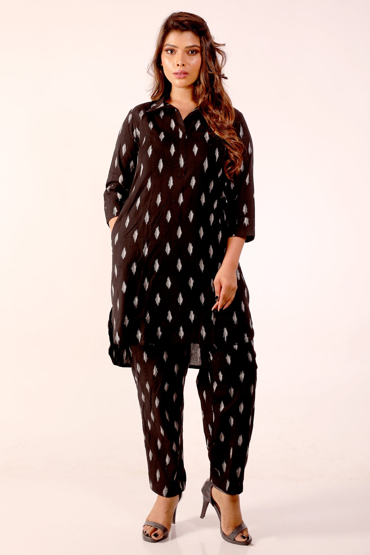 Ikat Cotton Tunic with Pants Co-ord Set