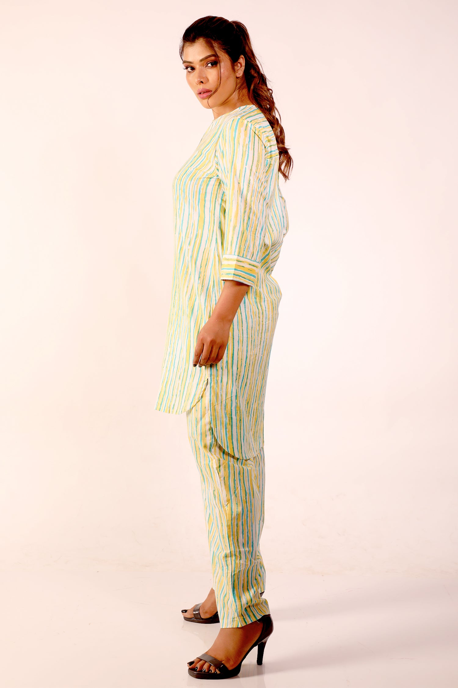 Striped Cotton Tunic with Pants Co-ord Set