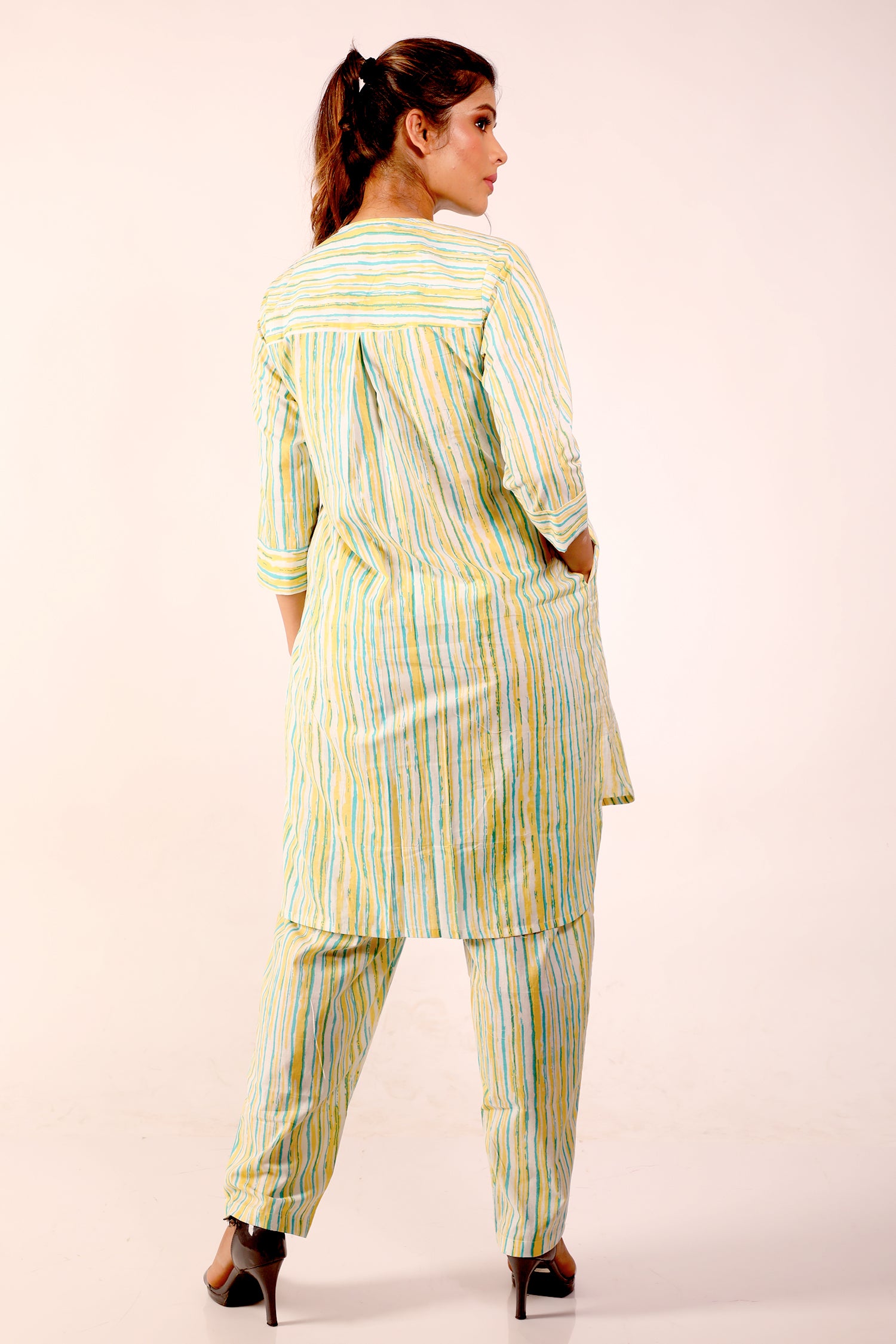 Striped Cotton Tunic with Pants Co-ord Set