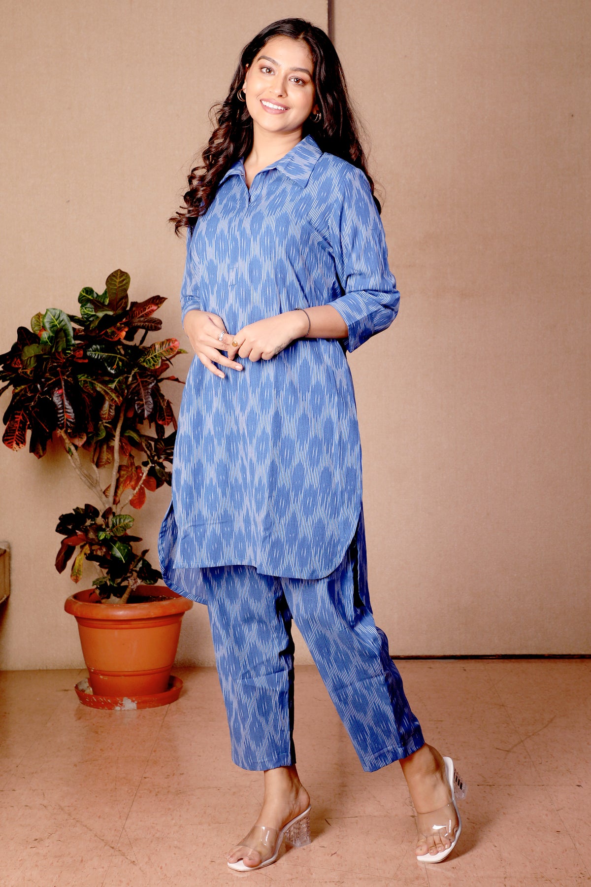 Ikat Cotton Tunic with Pants Co-ord Set