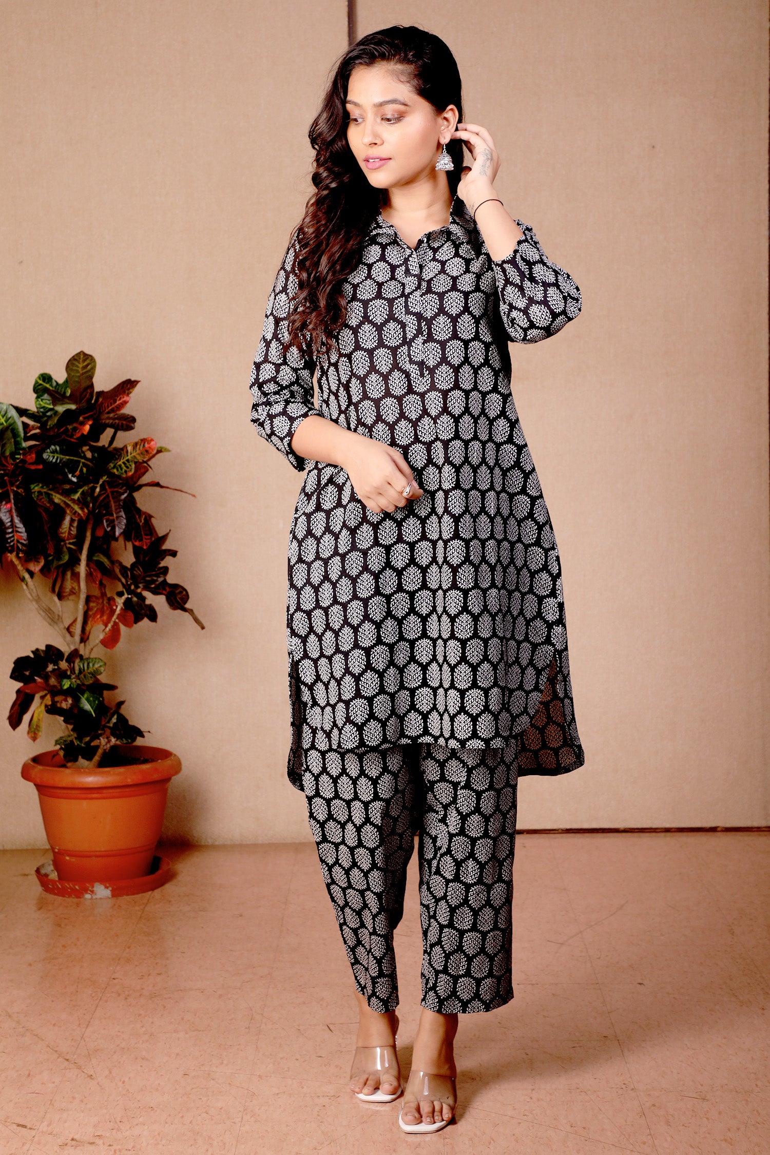 Printed Cotton Tunic with Pants Co-ord Set