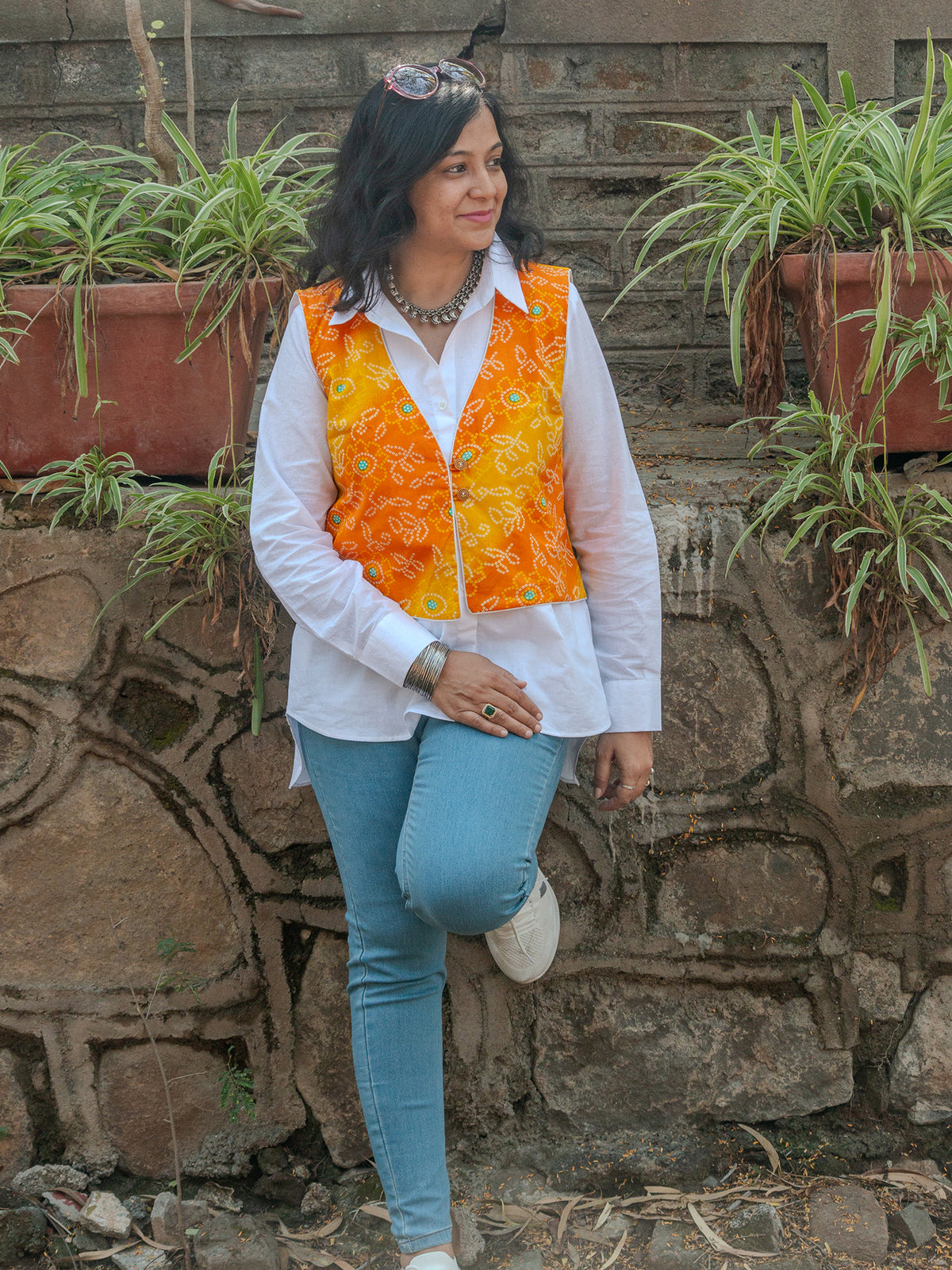 Yellow Floral Printed Cotton Noorie Jacket