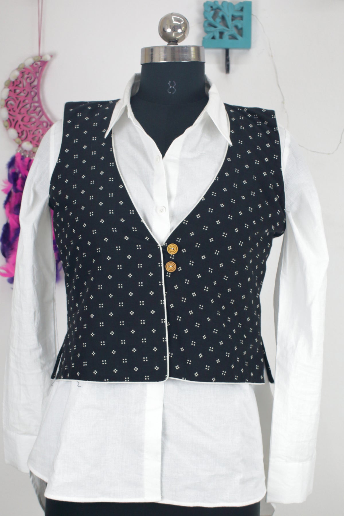 Black Printed Cotton Noorie Jacket