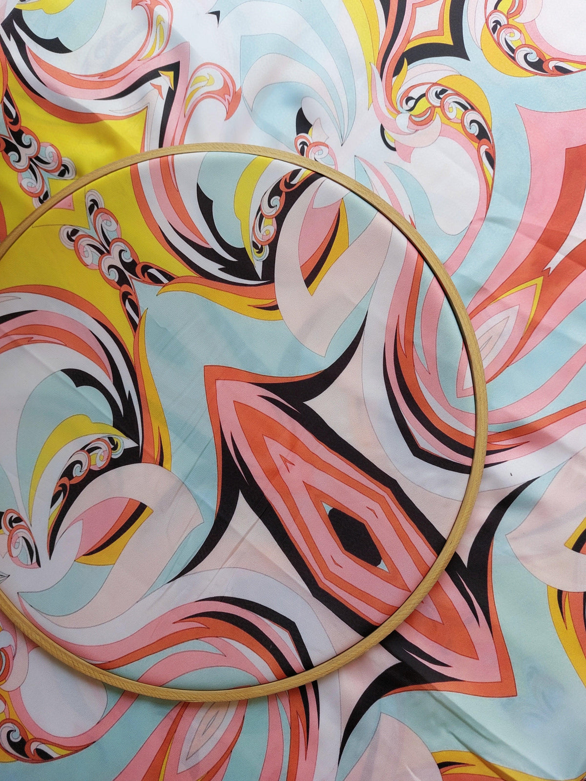 Abstract Multicolored Digital Printed Modal Satin Fabric. Fabric 