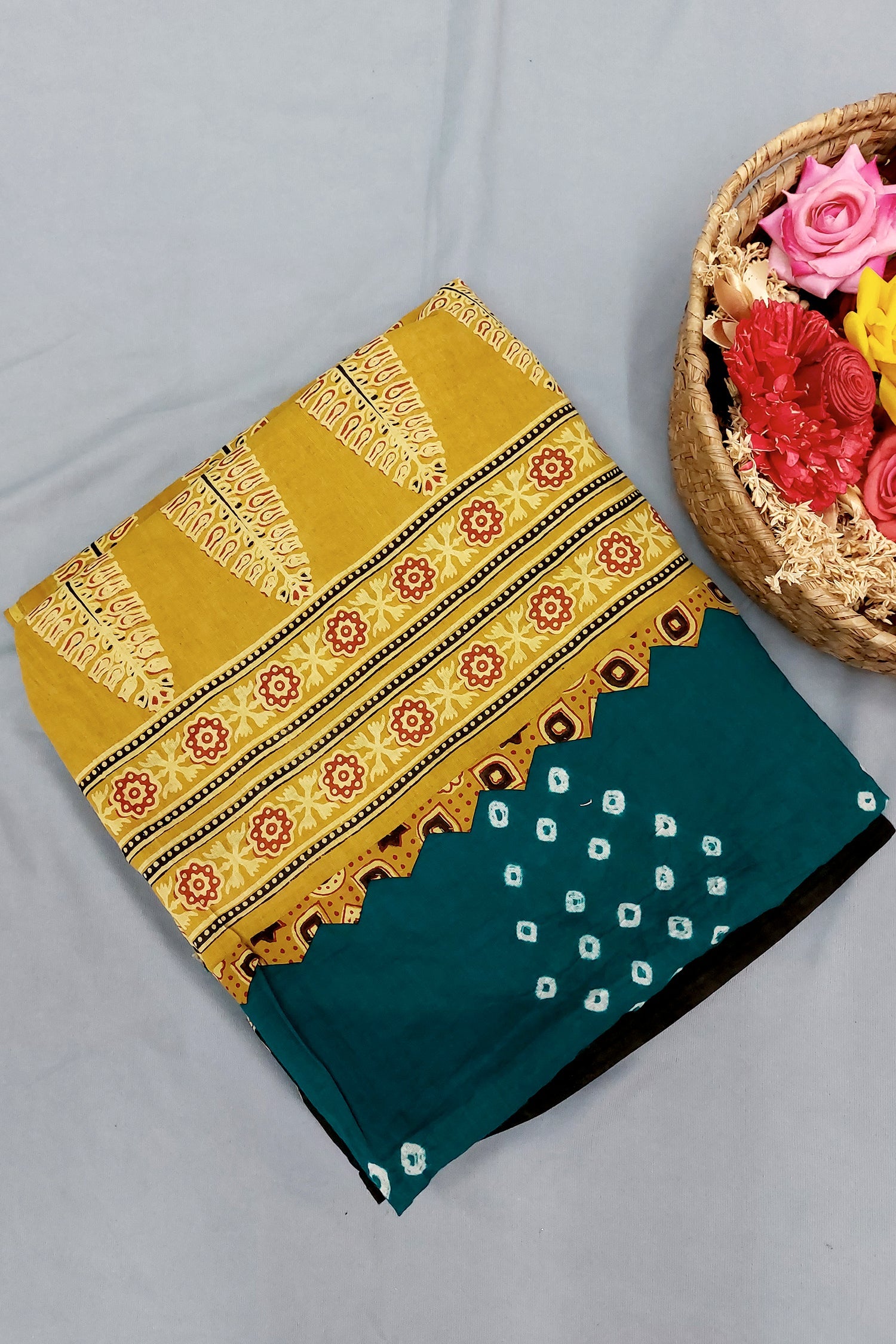 Ajrakh - Bandhani Cotton Dupatta Dupatta 