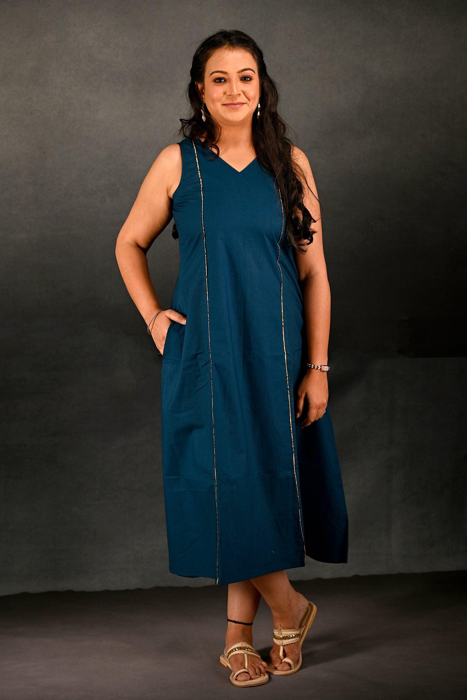 Aline Dress with Kalamkari Long line Shrug. Dress 