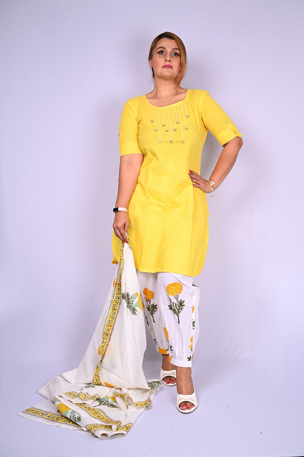 Cotton Block Printed 3 pc Kurta Set 3 pc kurta set Cotton Block Printed 3 pc Kurta Set 3 pc kurta set 