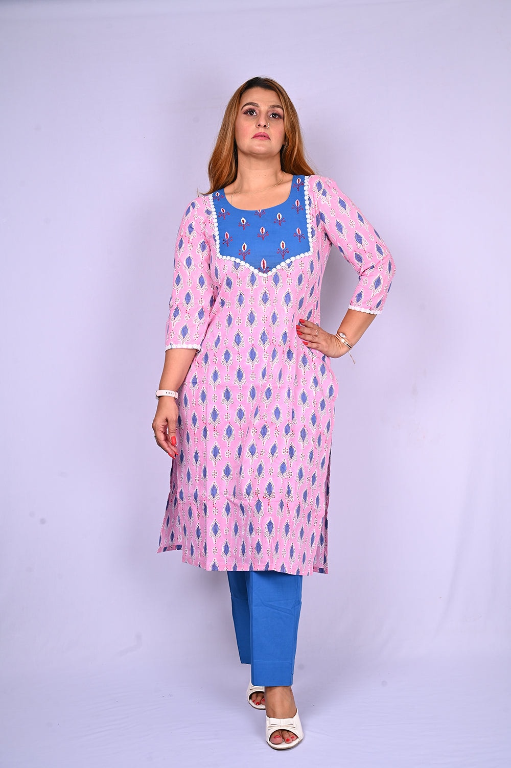 Cotton Block Printed 3 pc Kurta Set 3 pc kurta set Cotton Block Printed 3 pc Kurta Set 3 pc kurta set 