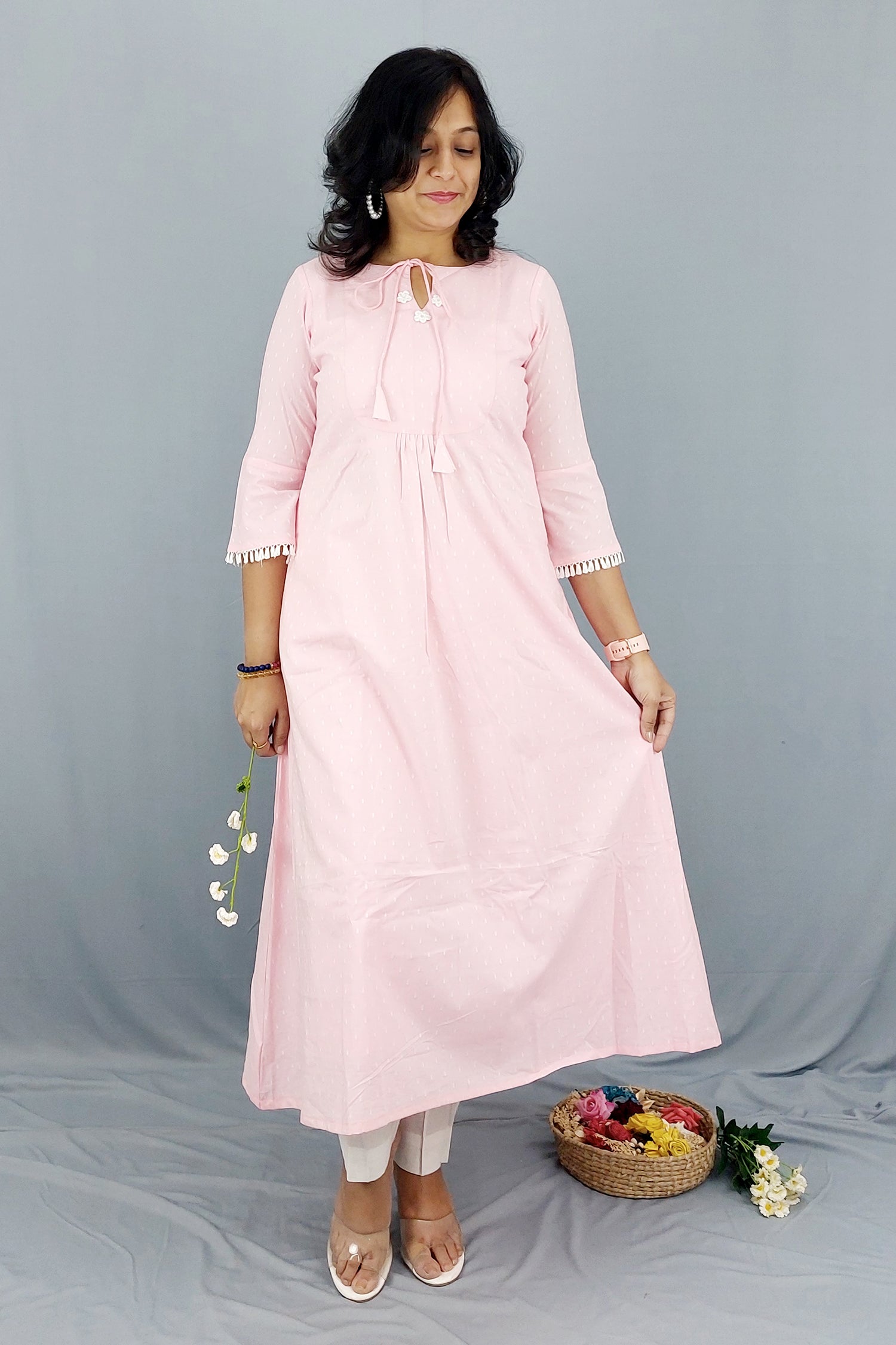 Dress cum Kurta with Printed Cotton Shrug- Set of 2 Dress Cotton Dobby Maxi Dress Dress 