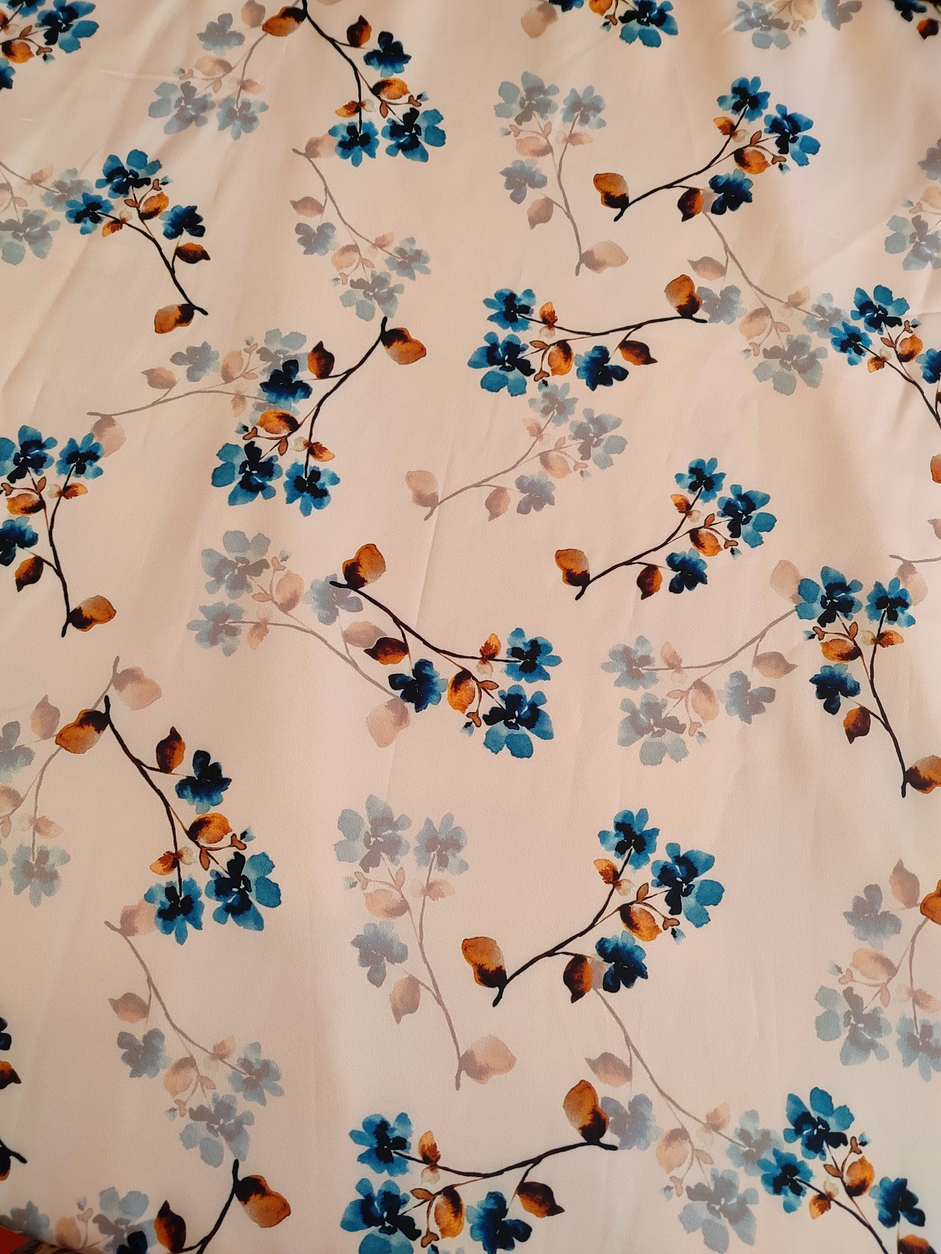 Floral Digital Printed Modal Satin Fabric. Fabric 