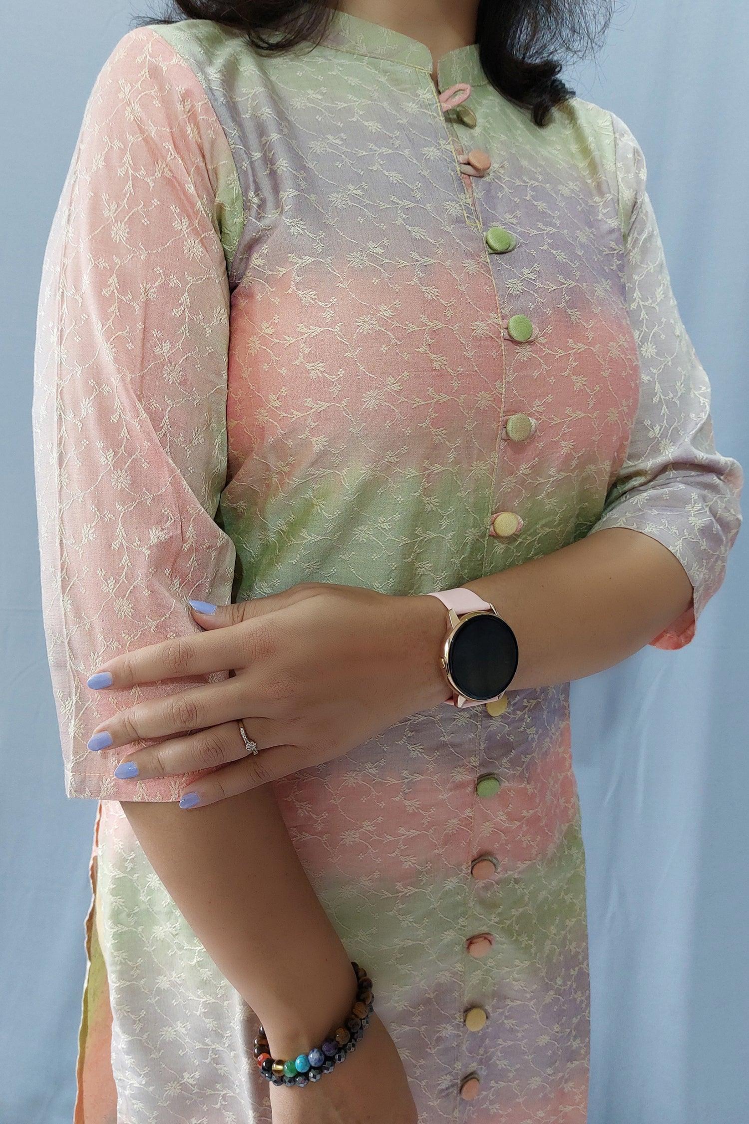 Floral Georgette Mid Length Dress Dress Button-Down Jacquard Silk Kurta Pant Set 2 pc kurta set 