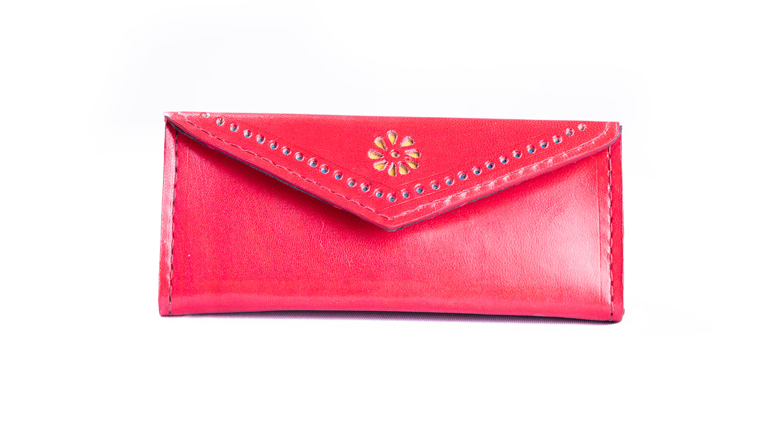 Leather Eyeglasses Hard Case Cover in Red - Zahabz