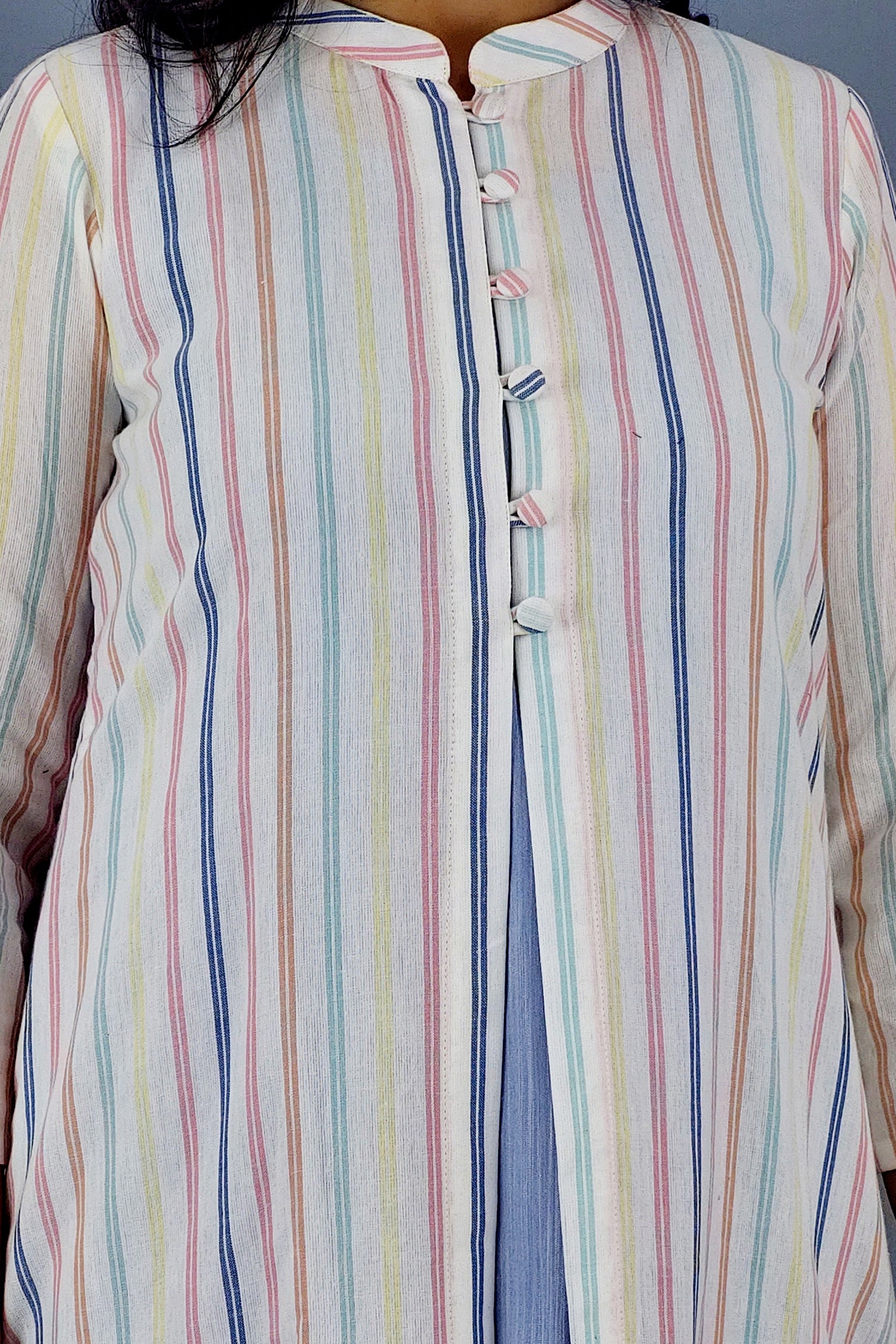 Geometrical Digital Print Modal Satin Shirt Shirt Geometrical Digital Print Modal Satin Shirt Shirt Dress cum Kurta with Printed Cotton Shrug- Set of 2 Dress 