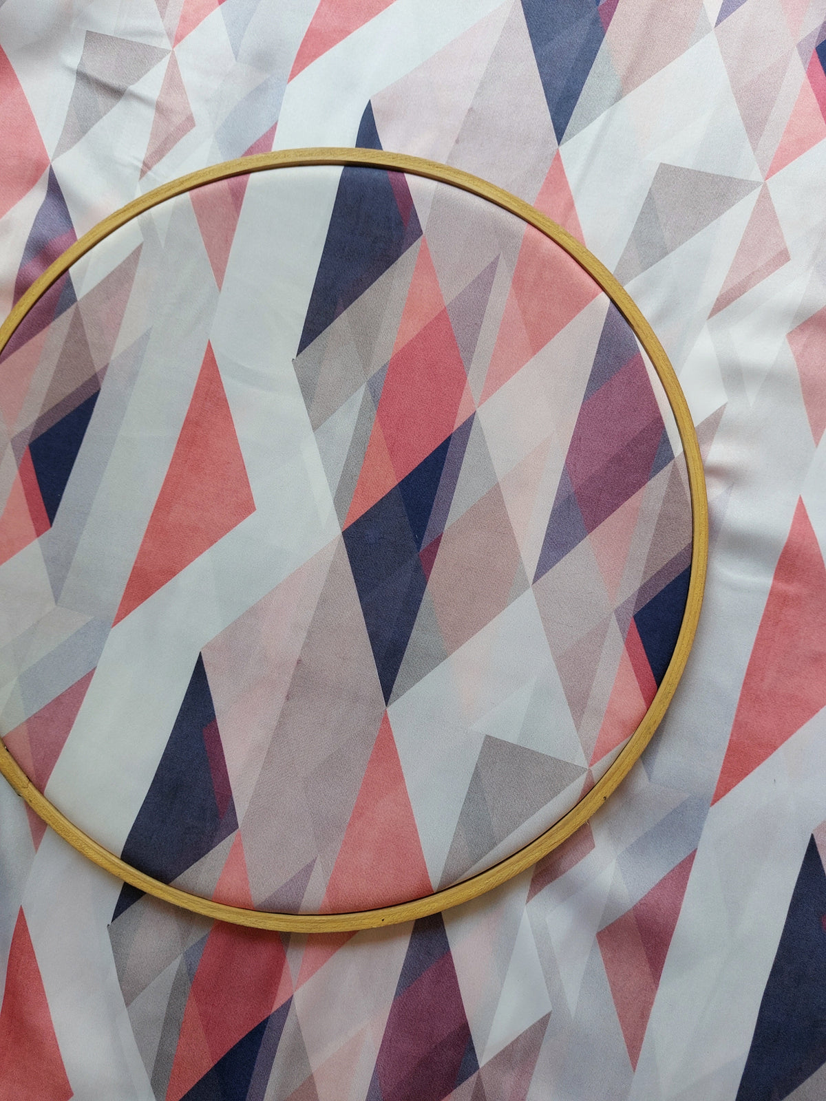 Geometrical Multicolored Digital Printed Modal Satin Fabric. Fabric 