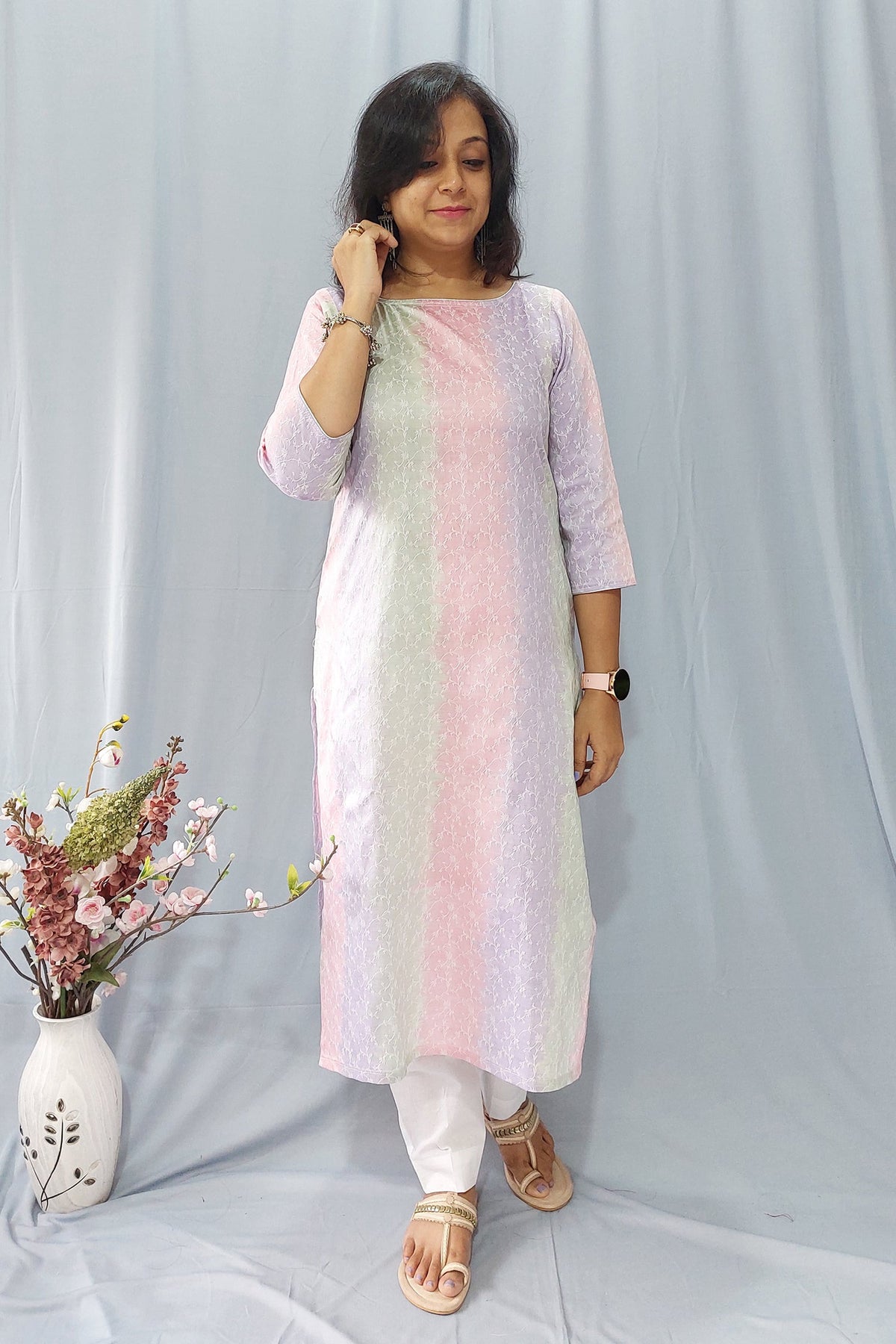 Hand Block Printed Mul Cotton Dress Dress Multicolored Jacquard Silk Straight Kurta kurti 