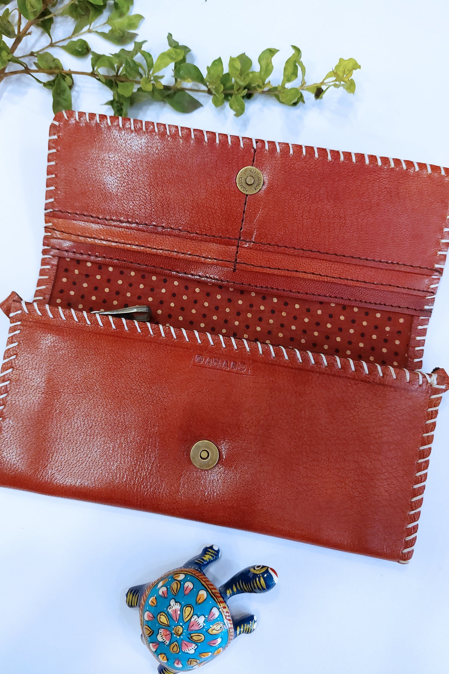 Handcrafted Genuine Leather Wallet with Jat Embroidery and Detachable Sling Sling Bag 