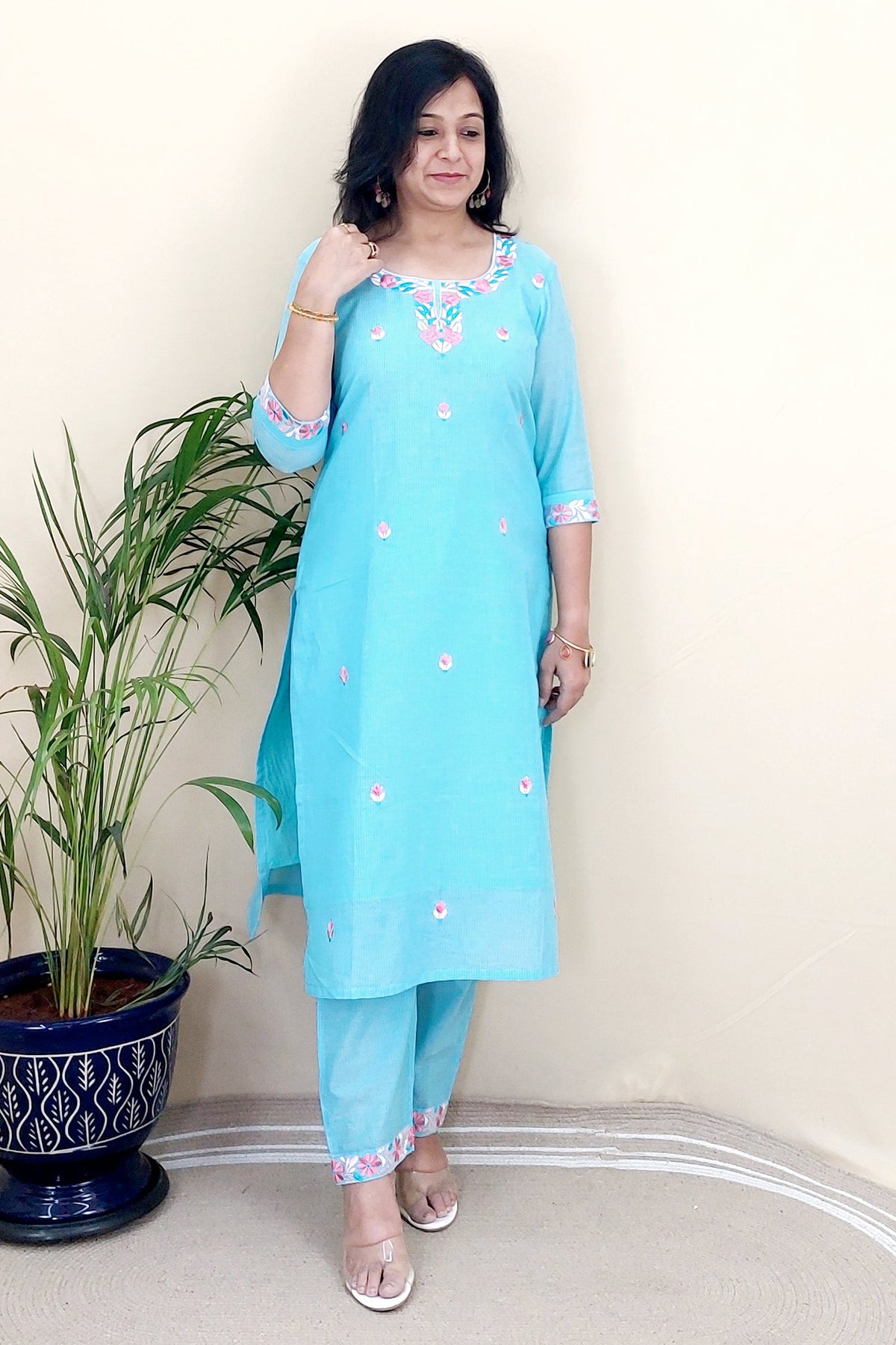 Handloom Embroidered Cotton Kurta Set 2 pc kurta set 