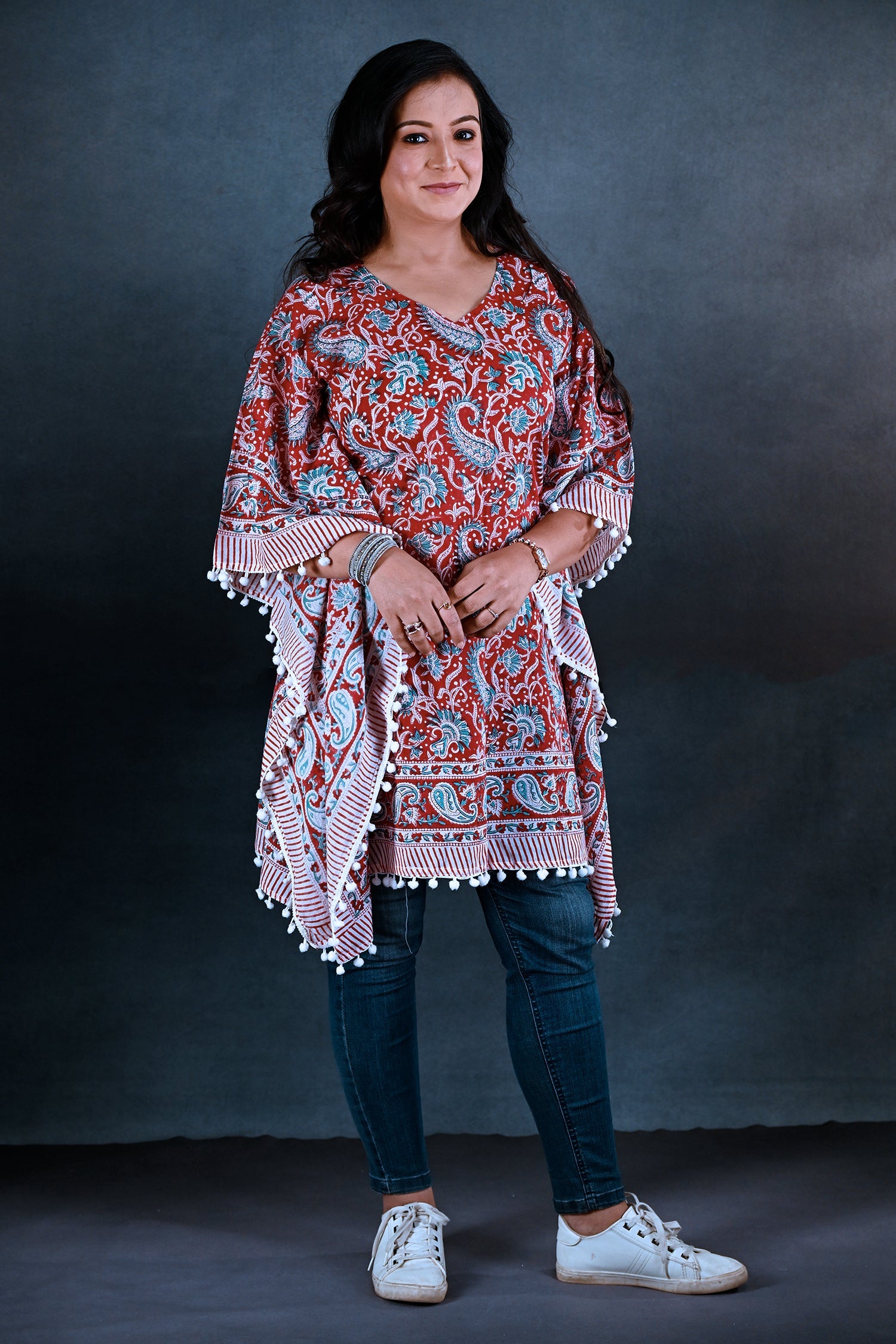 Mul Cotton Hand Block Printed Kaftan Clothing 