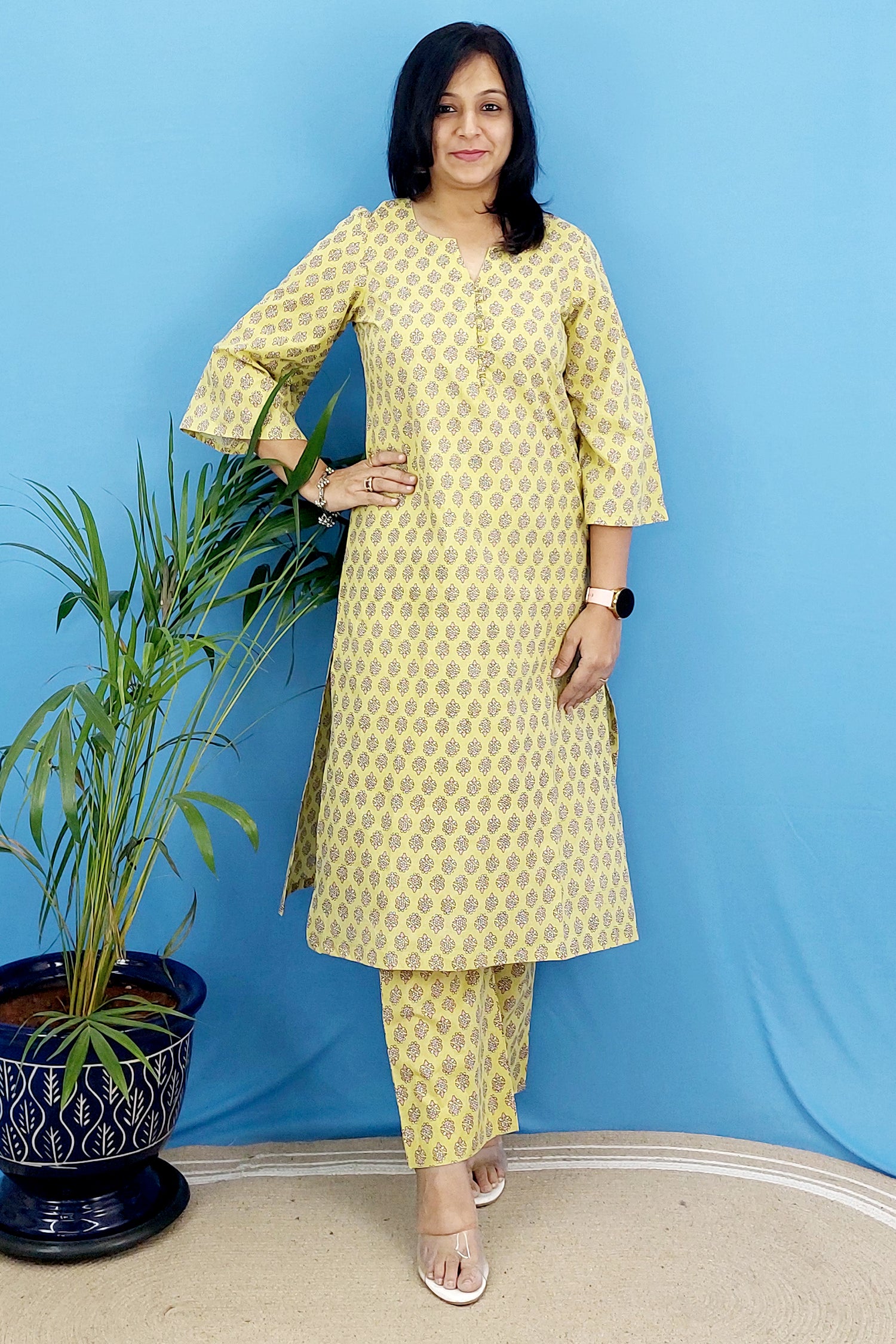 Printed Cotton Kurta Pant Set with Dupatta 3pc kurta set 