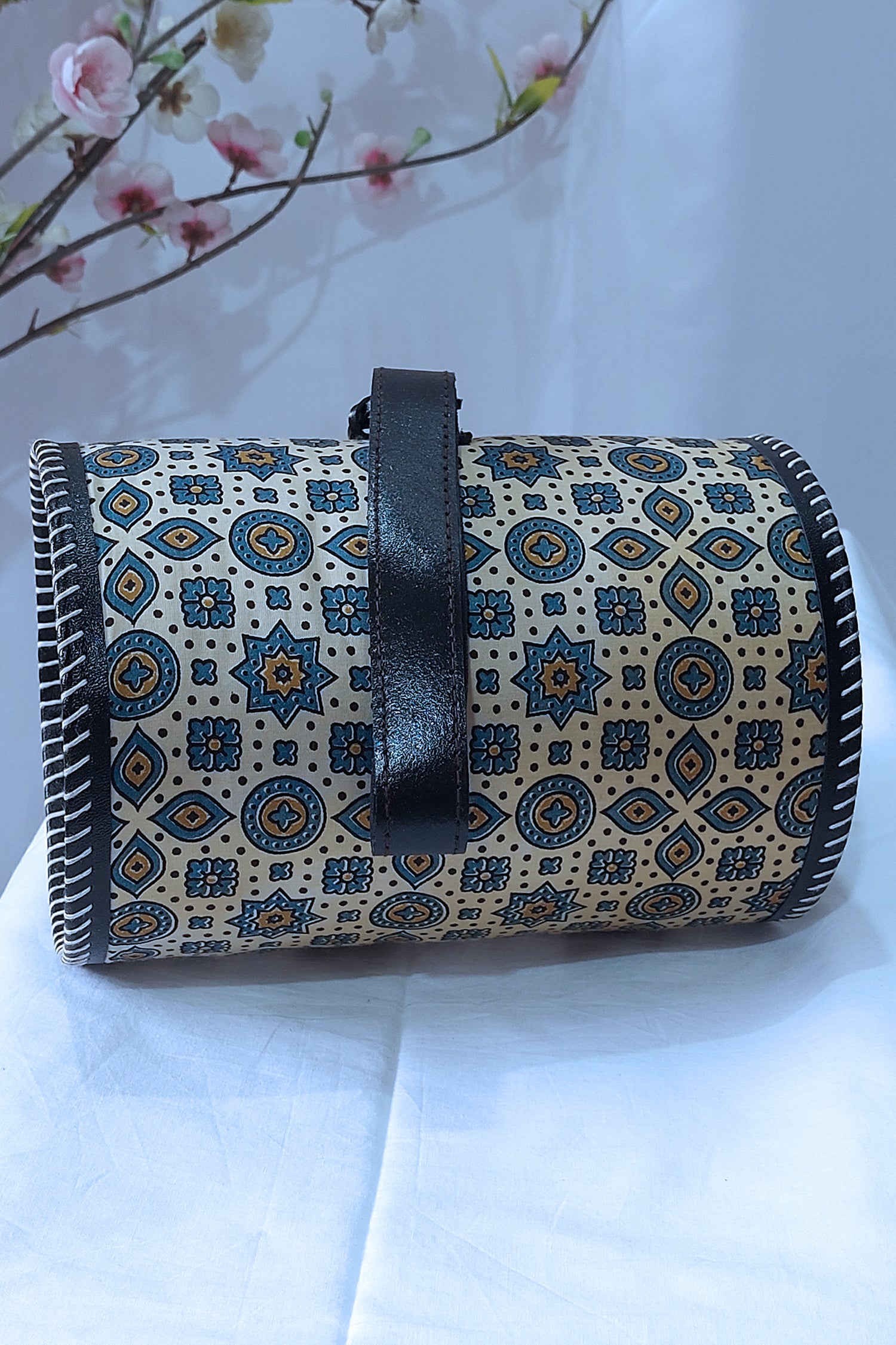 Zylinder Handcrafted Genuine Leather Ajrakh Sling Bag Sling Bag 
